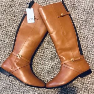 LTS Tan Brown Leather Riding Boots Standard D Fit NWT